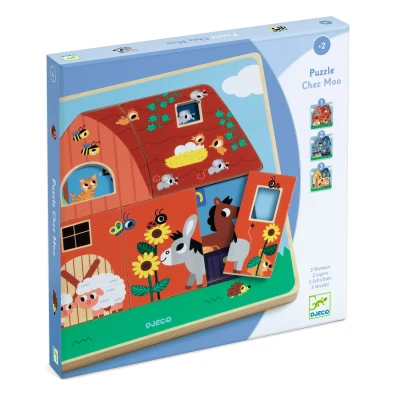Afbeelding van Djeco puzzel boerderij chez moo 12st