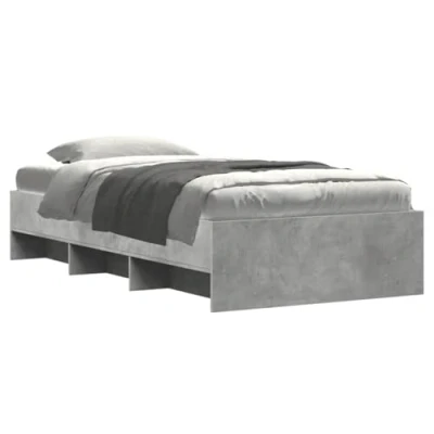 Afbeelding van Bedframe Led Massief Hout Wit 140X190 cm 90 x 190 / Betongrijs