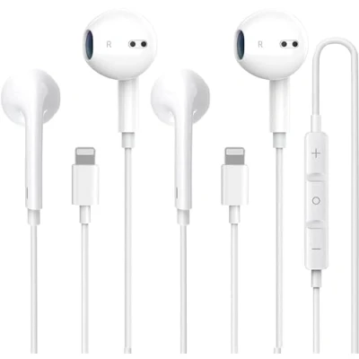 Afbeelding van Dairle 2 stuks in ear hoofdtelefoon met kabel, MFi gecertificeerd, compatibel iPhone 7/8/X/11/12/13/14 iPad