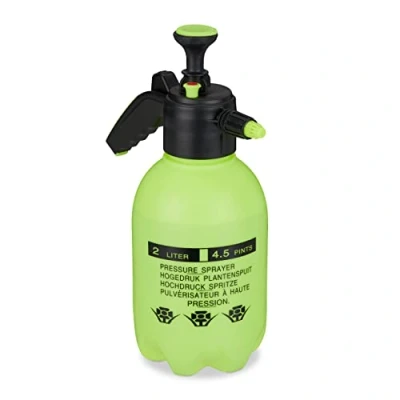 Afbeelding van Relaxdays Druksproeier 2 liter, verstelbaar mondstuk, water en herbicide, pompfles, overdrukventiel, groen/zwart