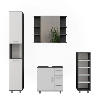 Afbeelding van Vicco Badkamermeubel set Ilias, Antraciet/Wit, 4 delen
