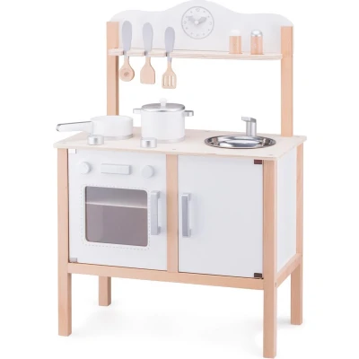 Afbeelding van New Classic Toys Houten Speelkeuken Wit Inclusief Accessoires Werkbladhoogte is 55 cm