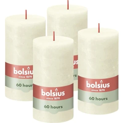 Afbeelding van Stompkaarsen Shine 4 st rustiek 130x68 mm zacht parelkleurig