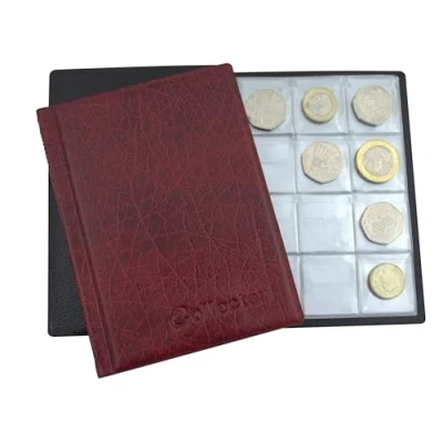 Afbeelding van COLLECTOR Numismatisch album voor 96 middelgrote munten zoals A Z 10p 50p £1 1 2 of anderen rood
