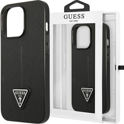 Afbeelding van Guess GUHCP13SPSATLK iPhone 13 mini 5.4 zwart/zwart hardcase SaffianoTriangle Logo