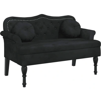 Afbeelding van vidaXL Bankje met kussens 120,5x65x75 cm fluweel zwart