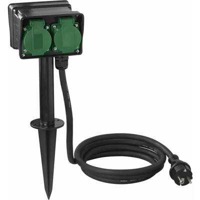 Afbeelding van Pro Plus Dubbele Schuko Tuincontactdoos 4 Voudig 2 meter 3 x 1.5 mm2