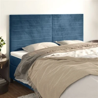 Afbeelding van vidaXL Hoofdborden 4 st 90x5x78/88 cm fluweel donkerblauw