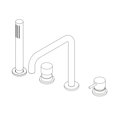 Afbeelding van Waterevolution Flow 4 gats Badmengkraan voor Badrandmontage Chroom H T138H01
