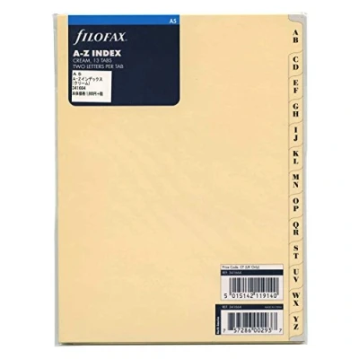 Afbeelding van Filofax vulling A5 tabbladen A Z crème