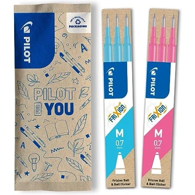 Afbeelding van Pilot twee FriXion Ball navulverpakkingen, middelgroot, turquoise, roze, 3 stuks