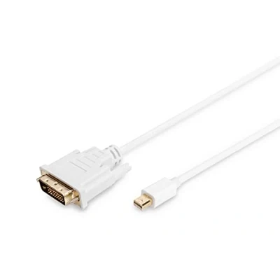Afbeelding van Digitus AK 340305 020 W DisplayPort kabel Mini / DVI Adapterkabel stekker, D 24+1 polige stekker 2.00 m Wit Schroefbaar
