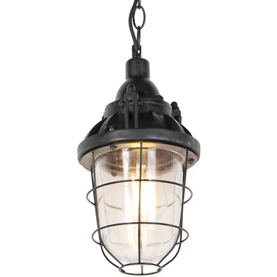 Afbeelding van QAZQA cabin Industriele Hanglamp 2 stuks Ø 170 mm Zwart Industrieel Woonkamer
