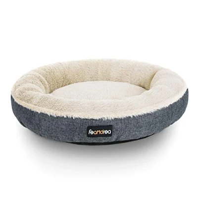 Afbeelding van FEANDREA Hondenbed, kattenbed, rond, 55 cm, donkergrijs PGW055G01