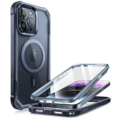 Afbeelding van i Blason AresMag Beschermhoes voor iPhone 15 Pro Max (2023) 6,7 inch [Magsafe compatibel] volledige bescherming, Airbags Bumper, schokbestendig, transparant, met geïntegreerde displaybescherming