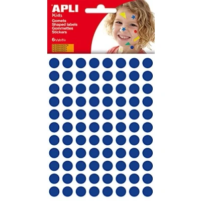Afbeelding van Apli Kids stickers, cirkel diameter 10,5 mm, blister met 528 stuks, blauw stickers