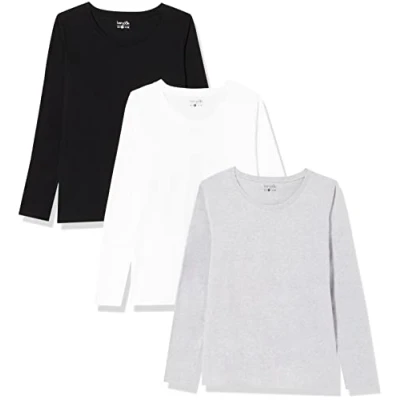 Afbeelding van berydale Bd159 Damesshirt met lange mouwen (3 stuks), zwart/lichtgrijs/wit