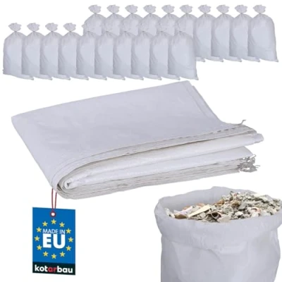 Afbeelding van KOTARBAU® 20 stuks PP stoffen zakken, 65 x 105 cm, 50 kg, wit
