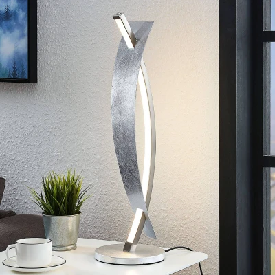 Afbeelding van Lucande LED tafellamp Marija, hoogte 62 cm, zilver, metaal