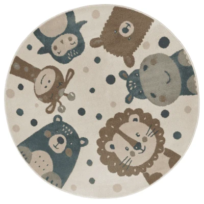 Afbeelding van Vloerkleed Kids Animal Party Rond 140 Ø Cm Home Collectie Dekbed Discounter.nl