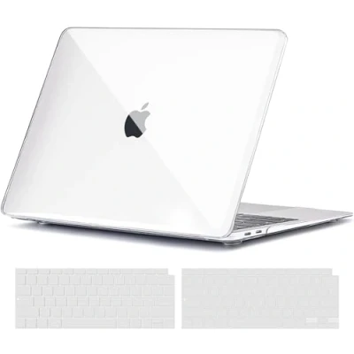 Image de TECOOL Coque compatible MacBook Air M1 (A2337) et 13 Pouces Retina 2020 2019 2018 (A2179 A1932), Rigide en Plastique Fine Protection Clavier (UE AZERTY), Transparente Clair