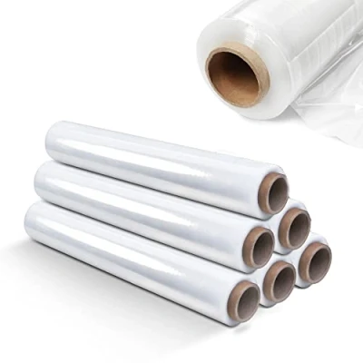 Afbeelding van KADAX 6 stuks transparante stretchfolie 300 x 50 cm 3 kg voor meubels, magazijn, transport, duurzame verpakkingsfolie
