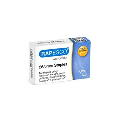 Afbeelding van Rapesco S11661Z3 nietjes, verzinkt, 26/6 mm, 1.000 stuks