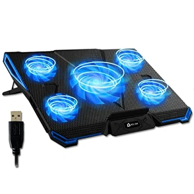 Afbeelding van KLIM Cyclone Laptopkoeler + Stand maximale koeling Voorkom oververhitting Bescherm uw laptop 5 fans 2200 &amp; 1200 tpm koelkussen voor computer PS5 PS4 Xbox One White Nieuwe versie