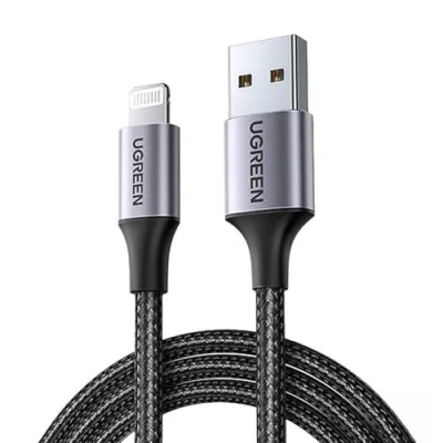 Afbeelding van UGREEN MFi Lightning naar USB A Male laad en datakabel 1.5 Meter Zwart