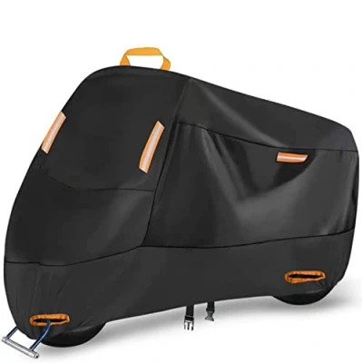 Afbeelding van Scooterhoes Buiten Binnen Scooterzeil Waterdichte Motorfietshoes 300D Oxford Motorfietsgarage met 4 Reflecterende Strips en 2 Slotgaten, Bevestigingsgespen (XXXXL: 290x95x140cm)