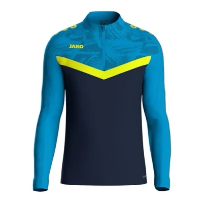 Afbeelding van JAKO Ziptop Iconic rood/wijnrood L marine blauw/fluogeel / 128