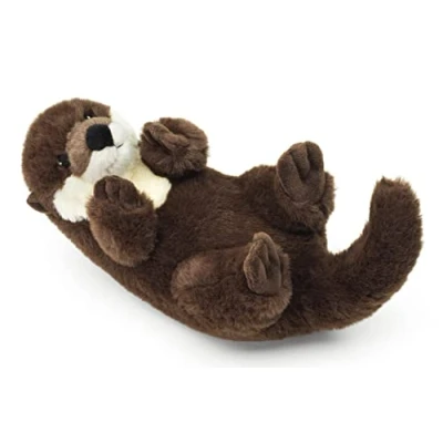 Afbeelding van Uni Toys Eco Line Otter rugvlotter van 100% gerecycled materiaal 26 cm (lengte) pluche knuffeldier
