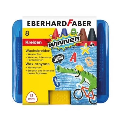 Afbeelding van Eberhard Faber Waskrijt driekantig 8 stuks kunststof etui