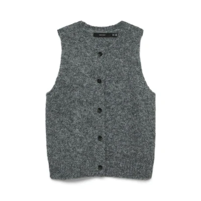 Afbeelding van Vero Moda Vmnovah O NECK Button VEST Bodywarmer, Dames, Maat: Medium, Dark grey