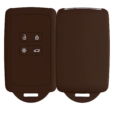 Afbeelding van kwmobile autosleutelhoes geschikt voor Renault 4 knops Smartkey autosleutel (alleen Keyless Go) Siliconenhoes in chocoladebruin Sleutelcover