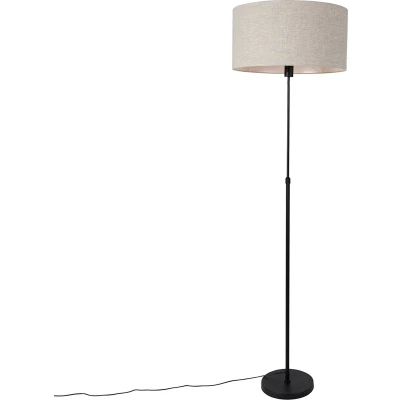 Afbeelding van QAZQA Vloerlamp zwart verstelbaar met kap lichtgrijs 50 cm Parte