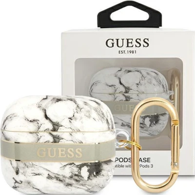 Afbeelding van Guess GUA3HCHMAG AirPods 3 cover grijs/grijze Marble Strap Collection