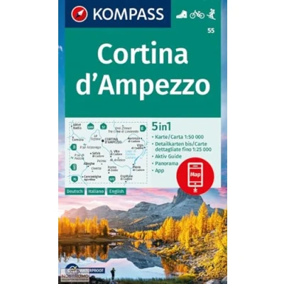Afbeelding van KOMPASS WK 55 Wandelkaart Cortina d&#039;Ampezzo 1:50.000