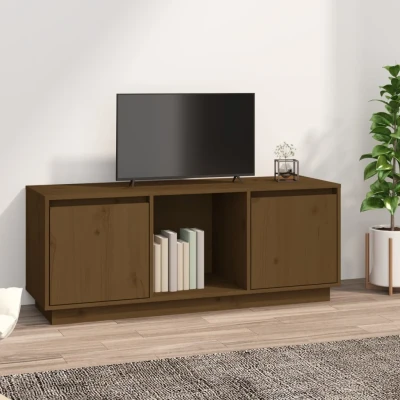 Afbeelding van Tv meubel 110,5x35x44 cm massief grenenhout honingbruin