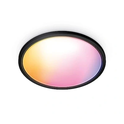 Afbeelding van WiZ Plafondlamp SuperSlim Zwart Slimme LED verlichting Gekleurd en Wit licht Geïntegreerde 22W Wi Fi