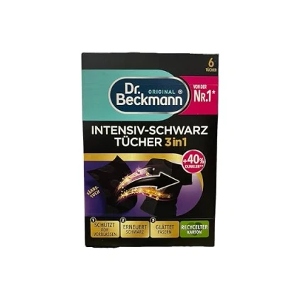 Afbeelding van Dr. Beckmann intensieve zwarte doekjes, voor en gladde vezels, 12 x 6 doekjes