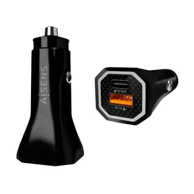 Afbeelding van Auto oplader Aisens ASCH CAR2PQC BK (1 Stuks)