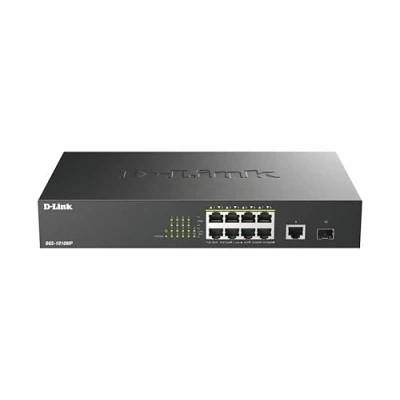Afbeelding van D Link DGS 1010MP 10 poorts Gigabit Max PoE Switch (8x 30W budget, 125W SFP glasvezel uplink, zonder ventilator, stil, energiebesparend, behuizing van
