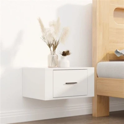 Afbeelding van vidaXL Nachtkastje wandgemonteerd 50x36x25 cm hoogglans wit