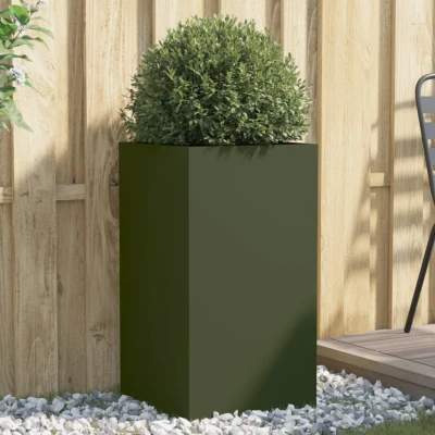 Afbeelding van Plantenbak 42x38x75 cm koudgewalst staal olijfgroen