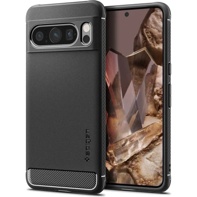 Afbeelding van Spigen Rugged Armor Hoesje voor de Google Pixel 8 Pro Back Cover met Air Cushion Zwart