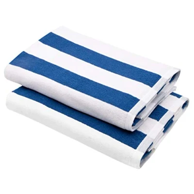 Afbeelding van ZOLLNER Set van 2 strandhanddoeken, duurzame en absorberende badhanddoeken, 70 x 180 cm, wasbaar tot 95 graden, katoen, tijdloos gestreept patroon in blauw, Öko Tex ® gecertificeerd