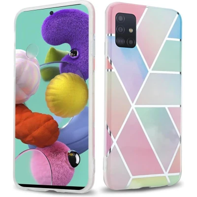 Afbeelding van Cadorabo Hoesje geschikt voor Samsung Galaxy A51 4G / M40s in Regenboog Marmer No. 11 Beschermhoes gemaakt van TPU siliconen Case Cover met mozaïek motief