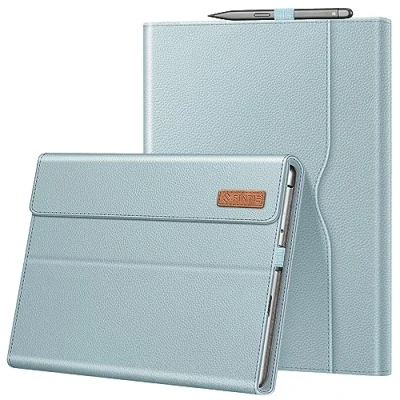 Afbeelding van FINTIE beschermhoes voor Microsoft Surface Pro 8 13 inch 2021 met meerdere hoeken, bescherming documentenvak, compatibel toetsenbord type cover, ijsblauw