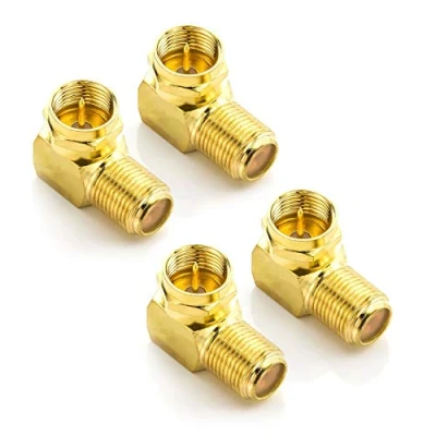 Afbeelding van deleyCON Hoekadapter 4 x Sat 90 graden voor coaxkabel F adapter stekker satellietkabel koppeling hoekkaars